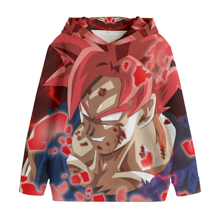 DBZ Son Goku Super Saiyan Red Hair God Dope Style Kids' Hoodie