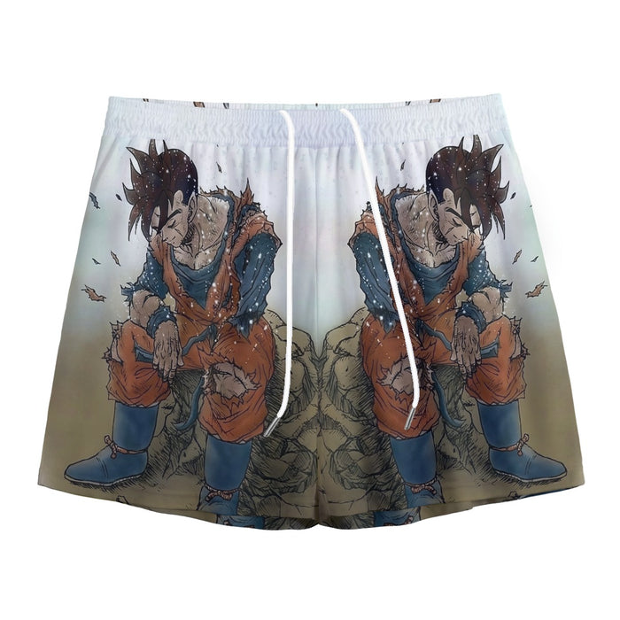 Dragon Ball Gohan Exhausted Sad Simple Design Vintage Streetwear Mesh Shorts