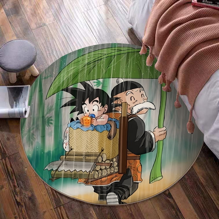 DBZ Kid Goku Super Saiyan Grandpa Gohan Cover Rain Cute Design Round Mat