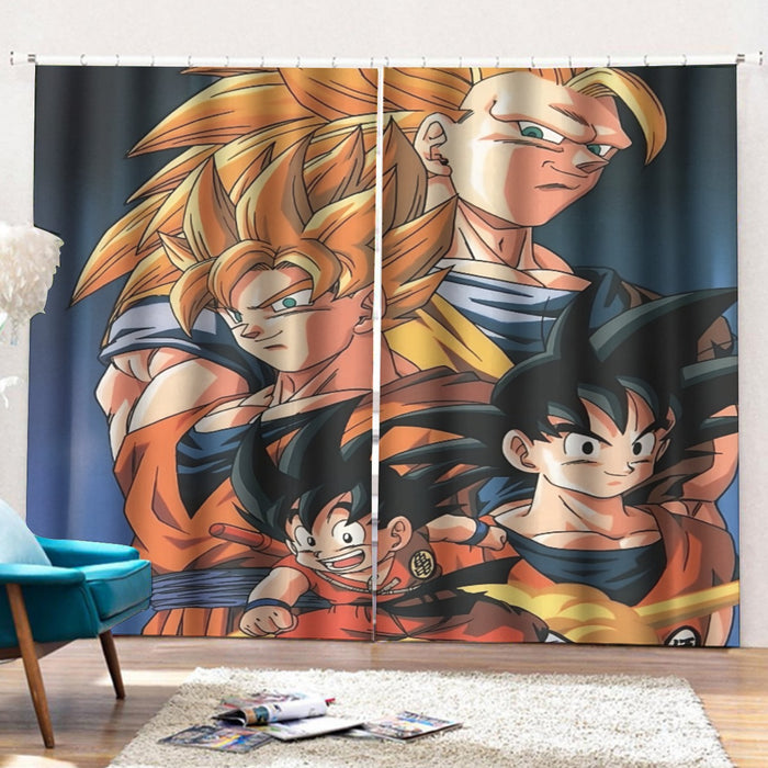 Goku Evolution from Kid to SSJ3 Transformation Dopest 3D Curtain With Hooks