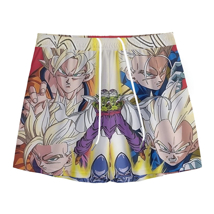 Dragon Ball Goku Vegeta Saiyan Piccolo Namekian Vibrant Design Mesh Shorts