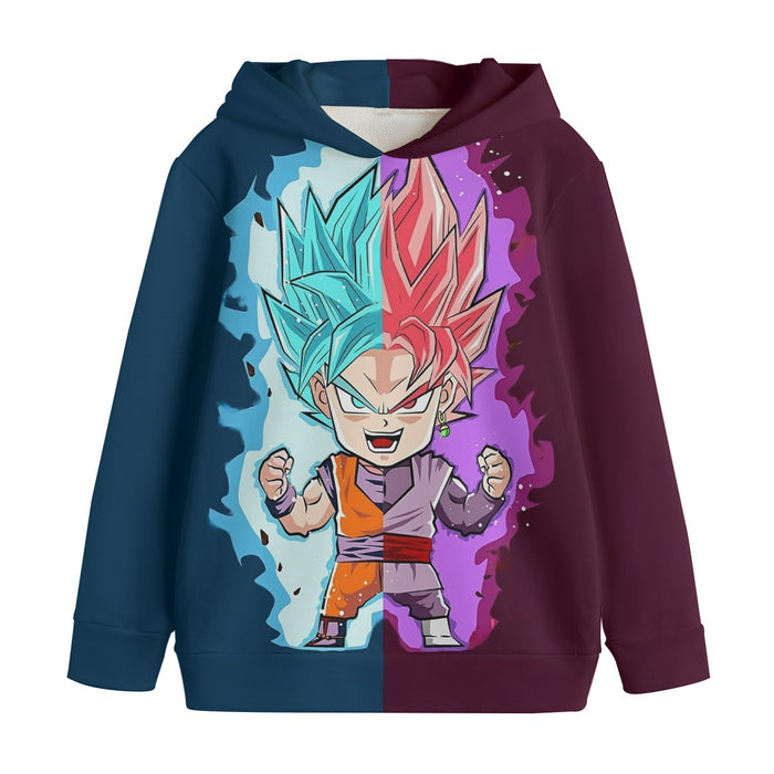 DBZ Goku Zamasu SSGSS God Blue Rose Super Saiyan Chibi Kids' Hoodie