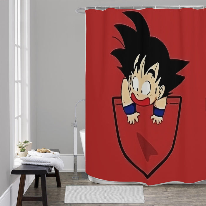 Dragon Ball Cute Goku Kid Pocket Simple Design Streetwear Shower Curtain