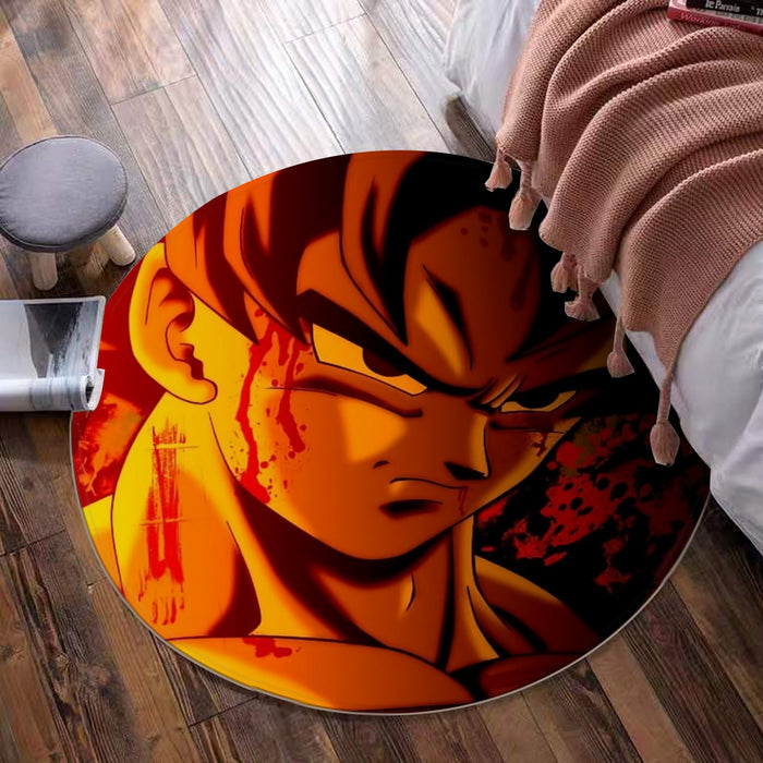 Dragon Ball Z Pissed Serious Son Goku Dope Orange Round Mat