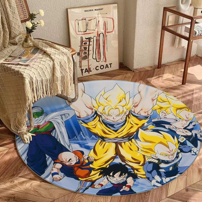 DBZ Goku Saiyan Spirit Bomb Vegeta Piccolo Gohan Trunks Vibrant Design Round Mat