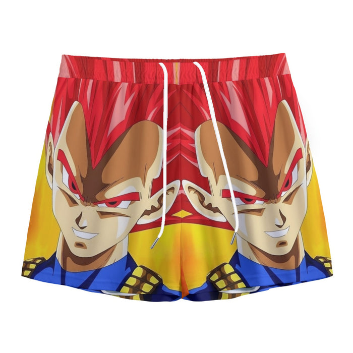 Dragon Ball Vegeta Super Saiyan Red God Vibrant Print Mesh Shorts