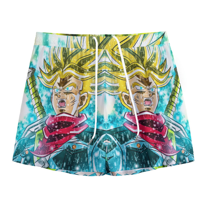 DBZ Trunks Super Saiyan Powerful Battle Ultimate Transformation Design Mesh Shorts