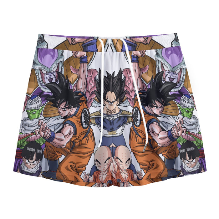DBZ Goku Fighting Stance Gohan Piccolo Krillin Vegeta Frieza Color Mesh Shorts