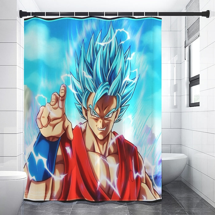 Dragon Ball Super Shirt  Goku Blue Lightning SSGSS Design Shower Curtain