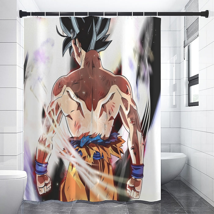 Dragon Ball Goku Damaged Battle Muscular Powerful Aura Shower Curtain