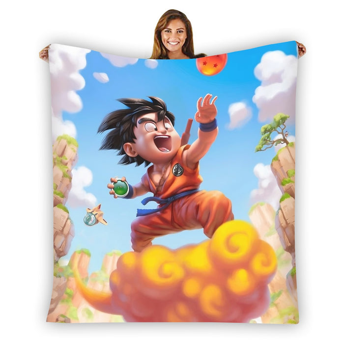 Dragon Ball Goku Kid Ride Flying Nimbus Cute Dope Streetwear Blanket