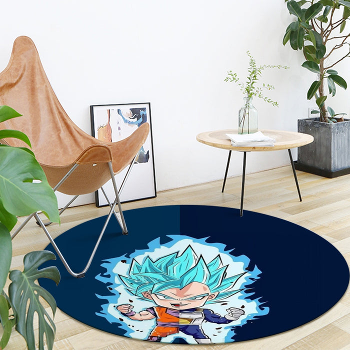 DBZ Goku Vegeta SSGSS God Blue Super Saiyan Chibi Sketch Round Mat