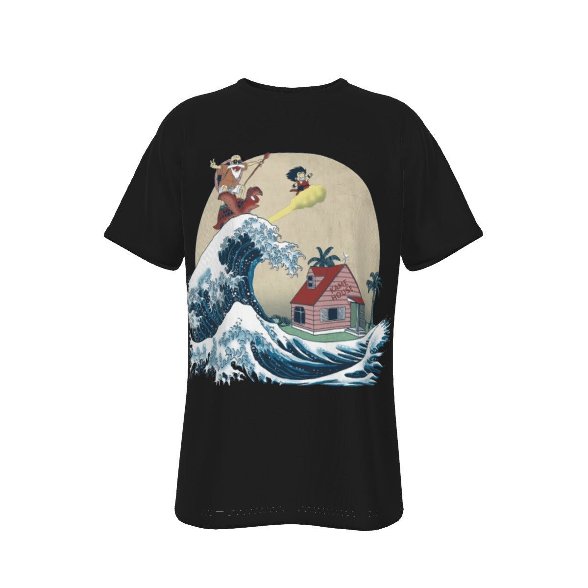 DBZ Kid Goku And Master Roshi Surfing To Kame House T Shirt