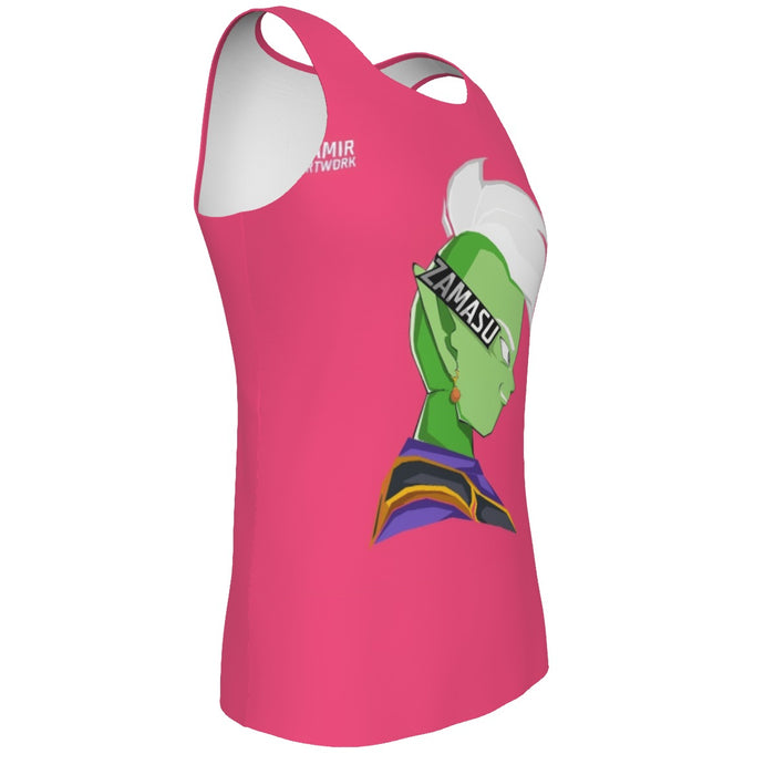 Dragon Ball Super Cool Grin Zamasu Potara Earring Pink Tank Top