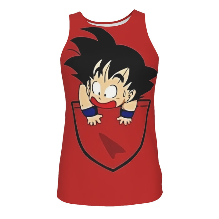Dragon Ball Cute Goku Kid Pocket Simple Design Streetwear Tank Top