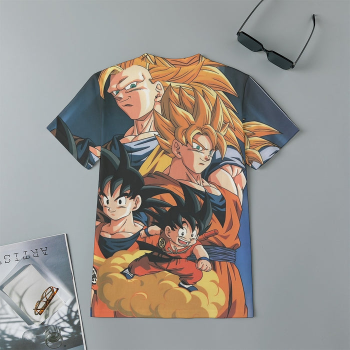 Goku Evolution from Kid to SSJ3 Transformation Dopest 3D Kids T-Shirt