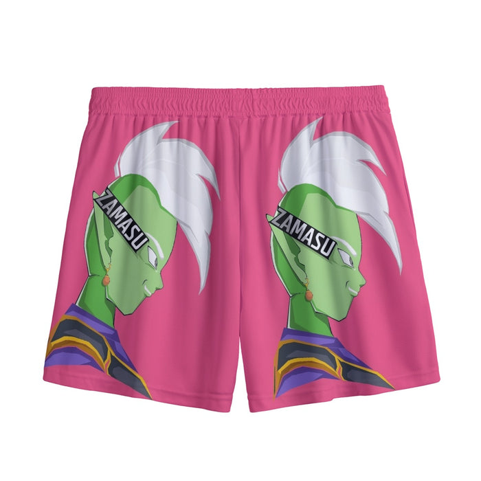 Dragon Ball Super Cool Grin Zamasu Potara Earring Pink Mesh Shorts