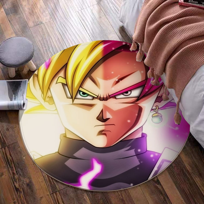 DBZ Goku God Half Rose and Golden Portrait Dope Design Round Mat