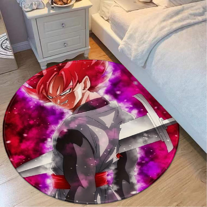 Dragon Ball Super Black Goku Rose Impaled Trunks Sword Round Mat