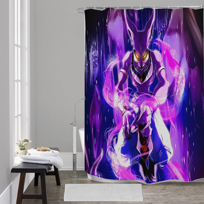 DBZ Mighty Destruction God Beerus Egyptian Cat Sport Design Shower Curtain