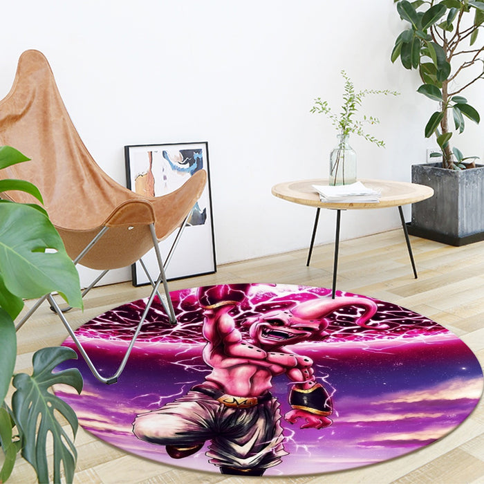 DBZ Kid Buu Super Villain Giant Ki Blast Realistic Design Round Mat