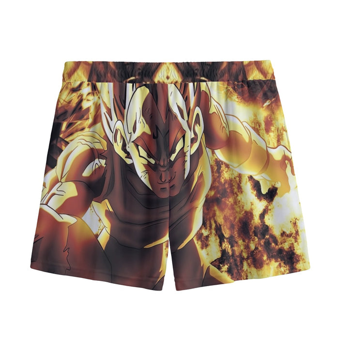 Dragon Ball Z Dope Majin Vegeta Grin Yellow Aura Mesh Shorts