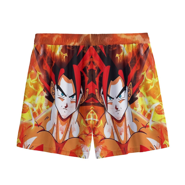 Dragon Ball Goku Super Saiyan Rose Flaming Fan Art Mesh Shorts
