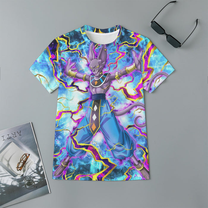 Dragon Ball Super Beerus Destruction God Egyptian Cat Vibrant Design Kids T-Shirt