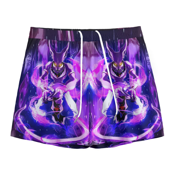 DBZ Mighty Destruction God Beerus Egyptian Cat Sport Design Mesh Shorts