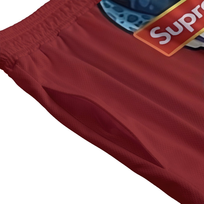 Supreme Villain Perfect Cell Red Simple Streetwear Mesh Shorts