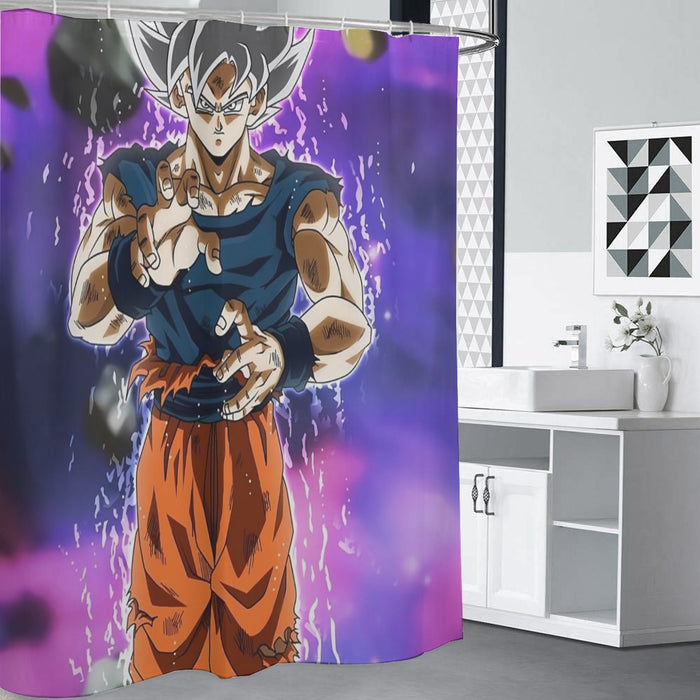 Dragon Ball Z Goku Ultra Instinct Form White Hair Shower Curtain