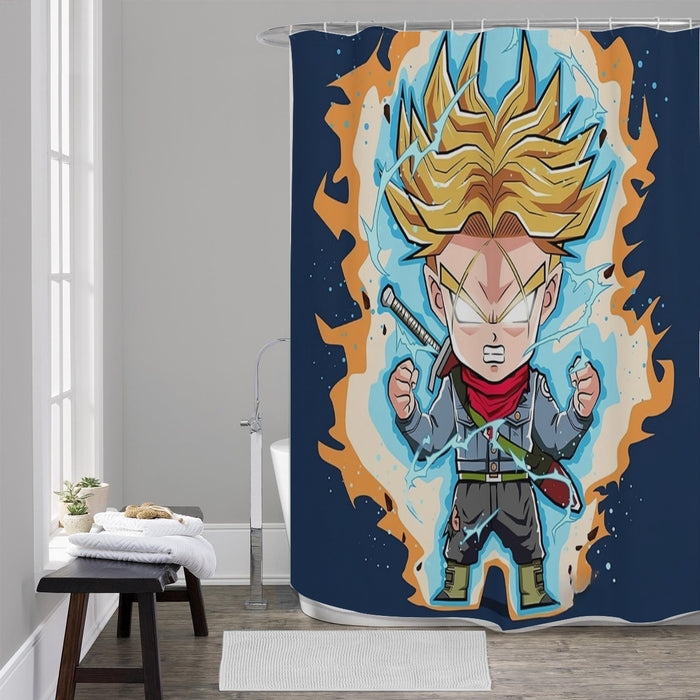 Dragon Ball Future Trunks Saga Super Saiyan Chibi Design Shower Curtain