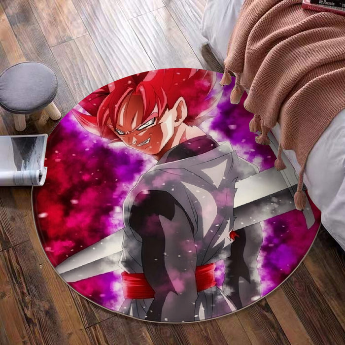 Dragon Ball Super Black Goku Rose Impaled Trunks Sword Round Mat