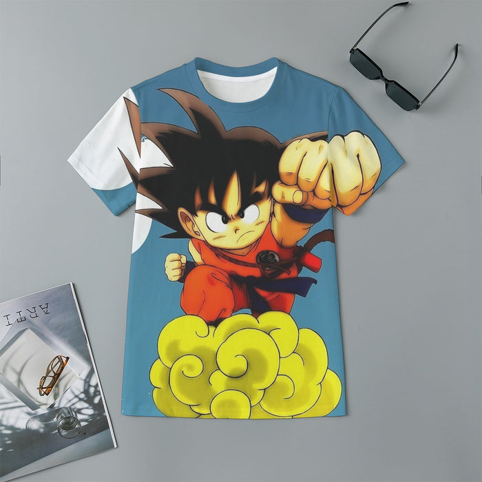 Young Goku Kid Flying Cloud Fight 3D Dragonball Kids T-Shirt