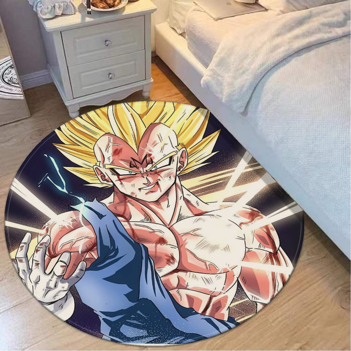 DBZ Majin Vegeta Saiyan Prince Fight Injure Manga Style Trending Round Mat