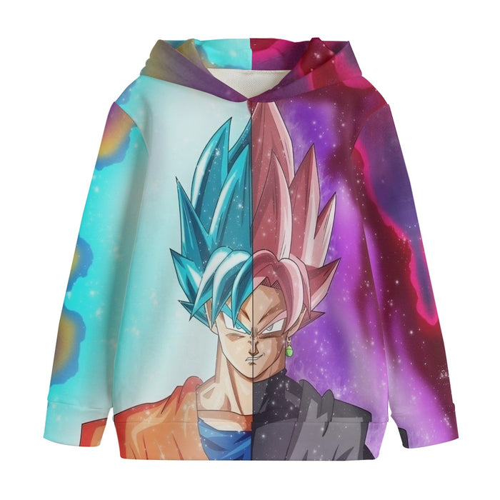 DBZ Goku SSGSS Black Rose Super Saiyan Portraits Dope Kids' Hoodie