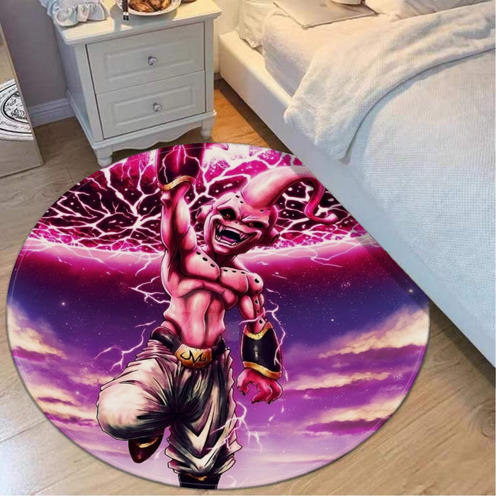 DBZ Kid Buu Super Villain Giant Ki Blast Realistic Design Round Mat