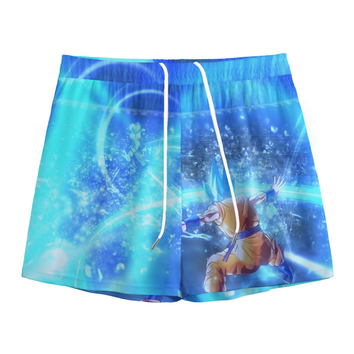 DBZ Goku SSGSS Saiyan God Blue Aura Blasting Streetwear Mesh Shorts