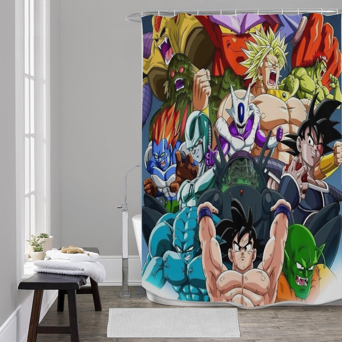 DBZ Goku Spirit Bomb Destroy Villains Cooler Broly Namek Vibrant Shower Curtain