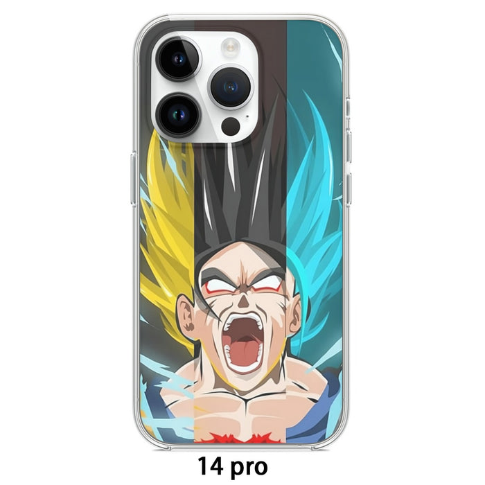 Dragon Ball Goku Super Saiyan Triple Blue God SSGSS Hand Drawing Style Iphone 14 Case