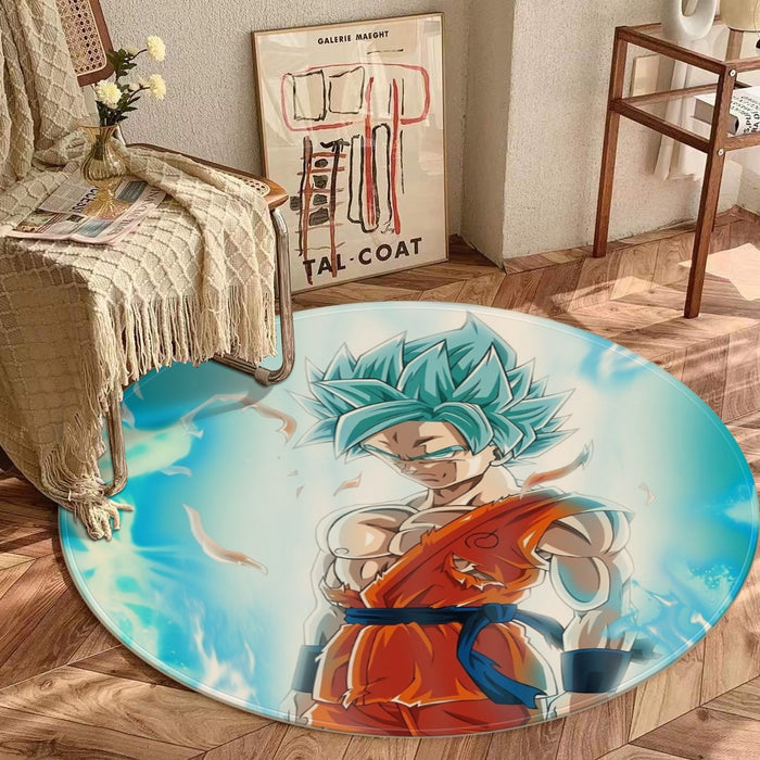 Dragon Ball Serious Super Saiyan Goku 2 Blue Epic Aura Round Mat