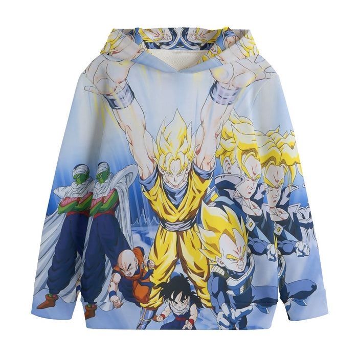 DBZ Goku Saiyan Spirit Bomb Vegeta Piccolo Gohan Trunks Vibrant Design Kids' Hoodie