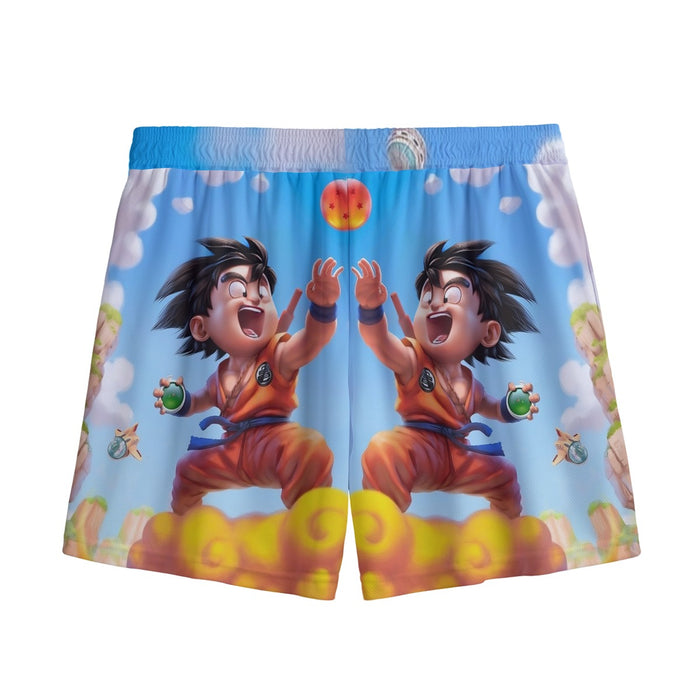 Dragon Ball Goku Kid Ride Flying Nimbus Cute Dope Streetwear Mesh Shorts