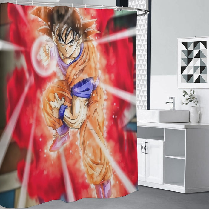 Dragon Ball Super Goku Red Kaioken Energy Epic Punch Shower Curtain