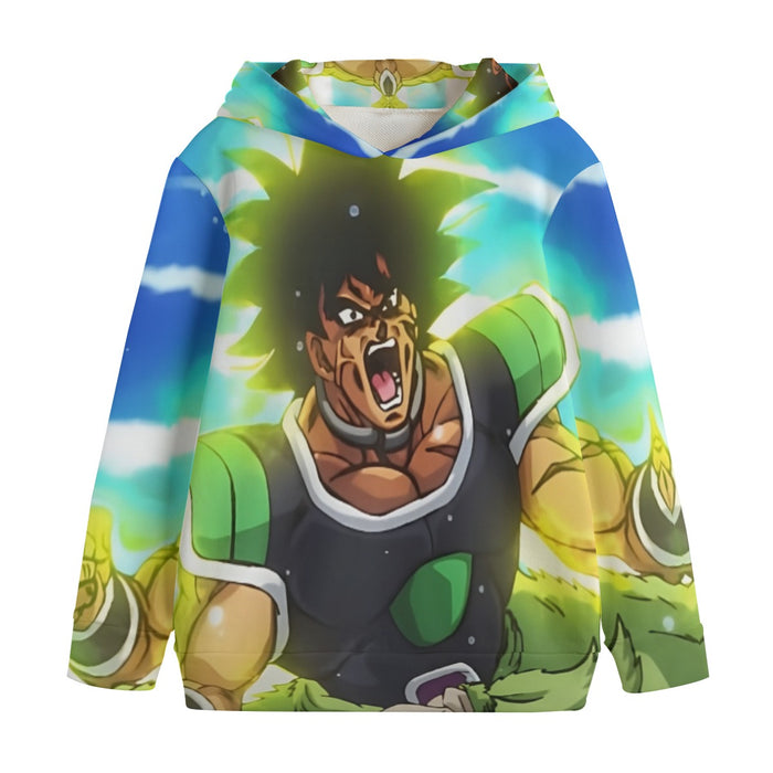 Dragon Ball Z Broly Wearing His Control Mechanism Kids' Hoodie