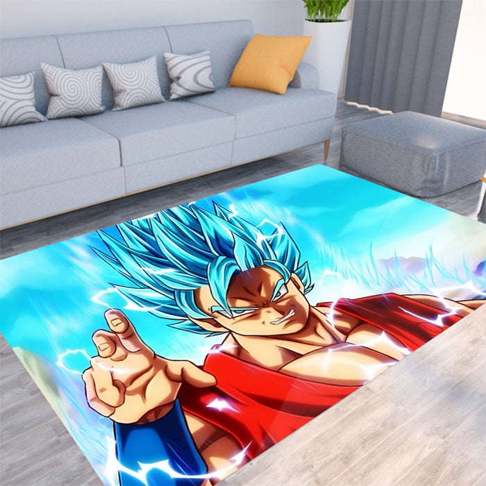 Dragon Ball Super Goku Blue Lightning SSGSS Design Rug