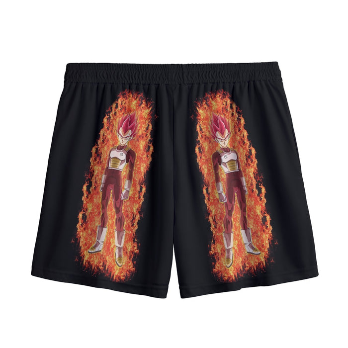 DBZ Vegeta Super Saiyan God Whis Symbol Fire Aura Streetstyle Mesh Shorts