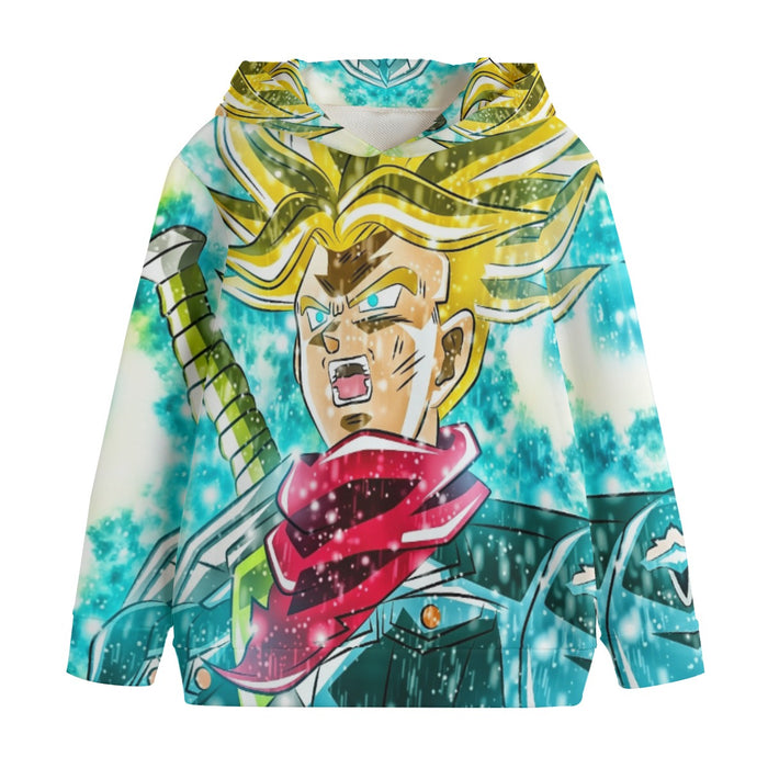 DBZ Trunks Super Saiyan Powerful Battle Ultimate Transformation Design Kids' Hoodie