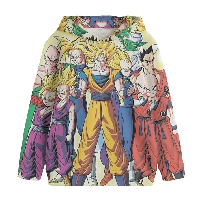 DBZ Goku Vegeta Super Saiyan Krillin Piccolo All Heroes Vibrant Design Kids' Hoodie