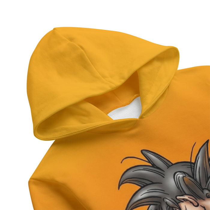 Goku Orange Background Kids' Hoodie